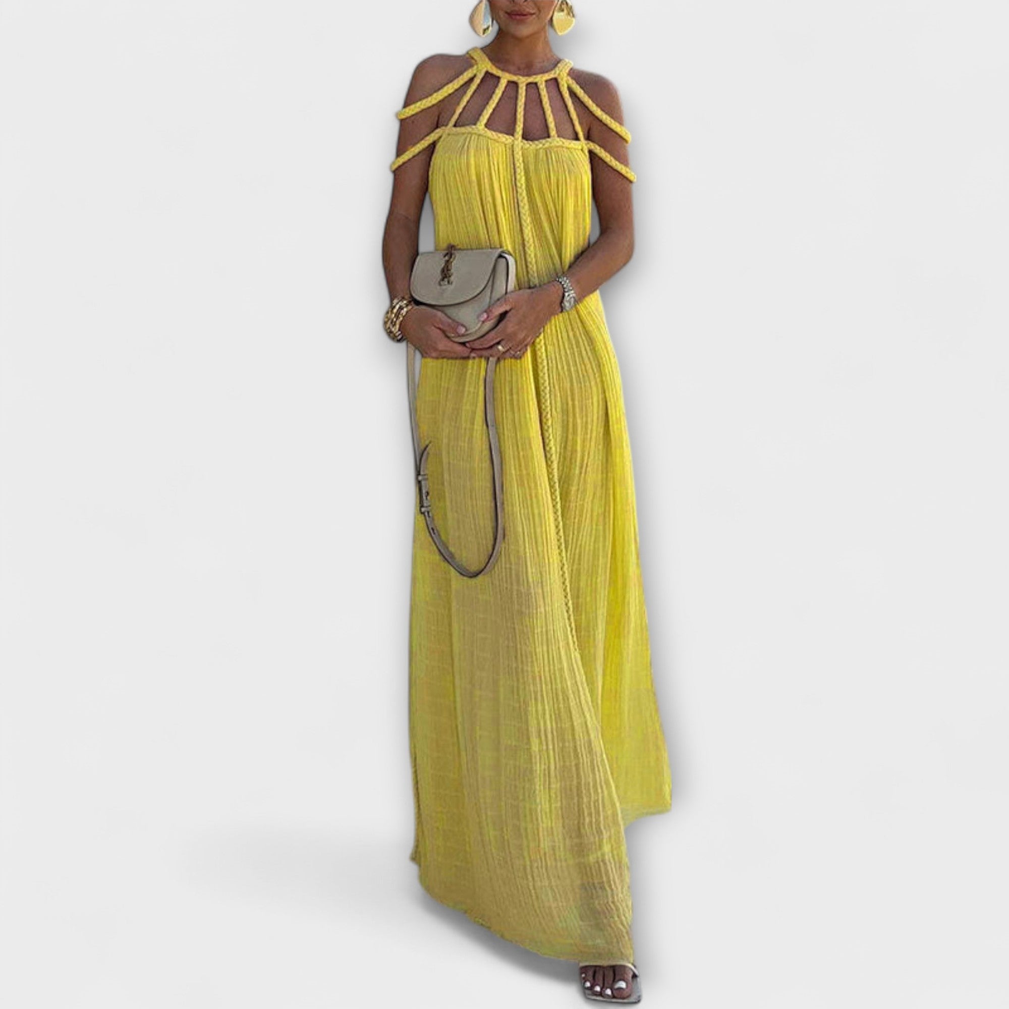 Briar - Ein schickes Maxikleid aus Mischgewebe mit drapierten Zöpfen