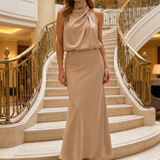 Nopal | Ärmelloses Midi-Kleid mit drapiertem Hals