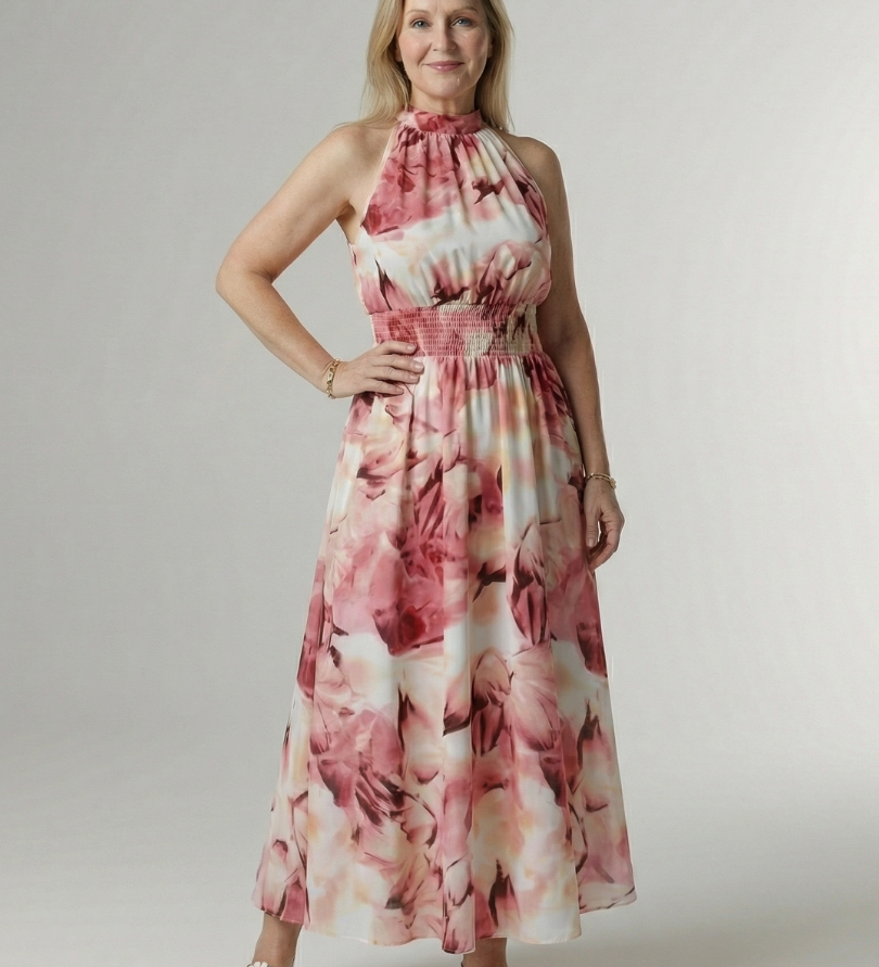 Sylin | Gathered Halter Midi Kleid