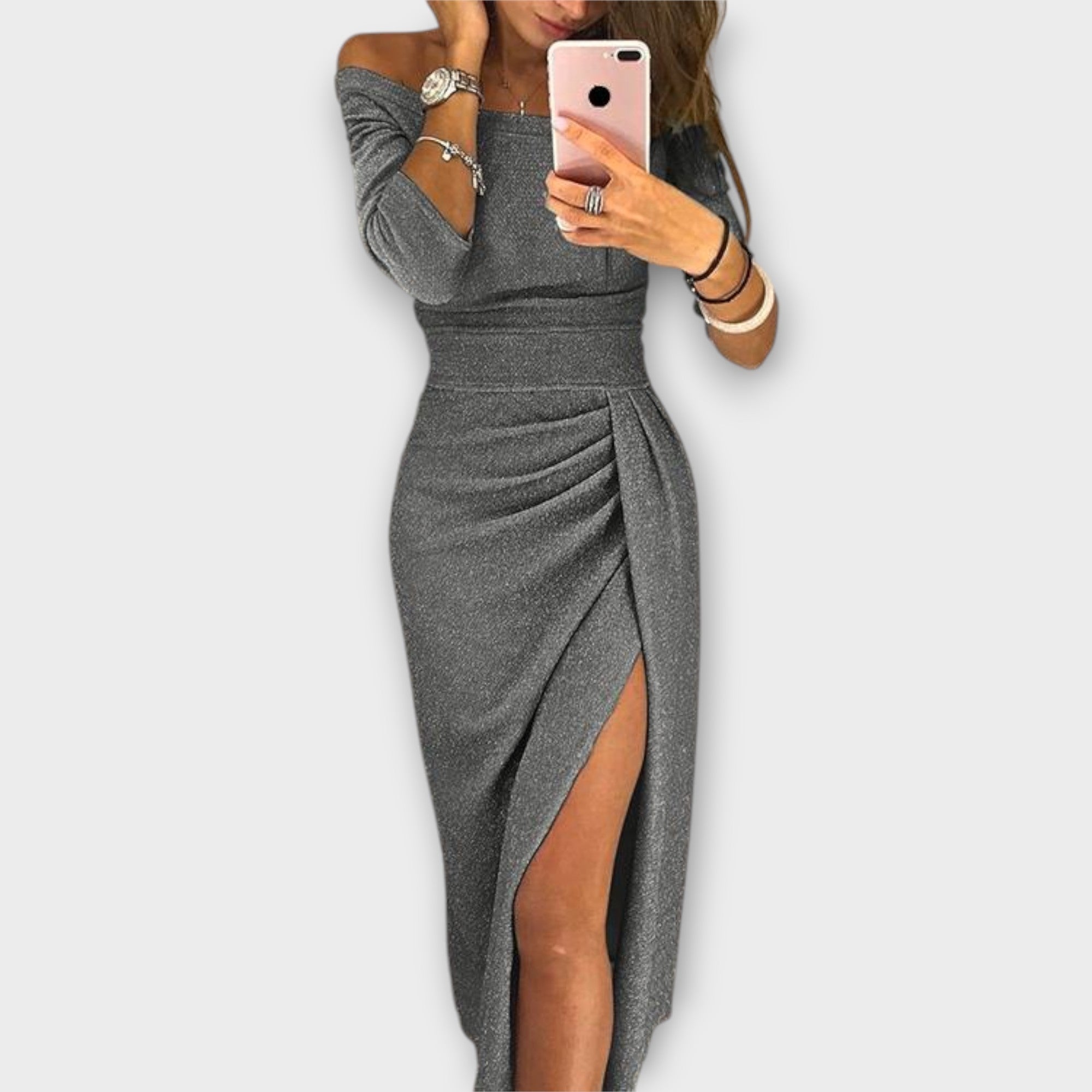 Lena - Elegantes Kleid mit schulterfreien Ärmeln