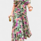 Magda - Langes Blumenkleid mit V-Ausschnitt