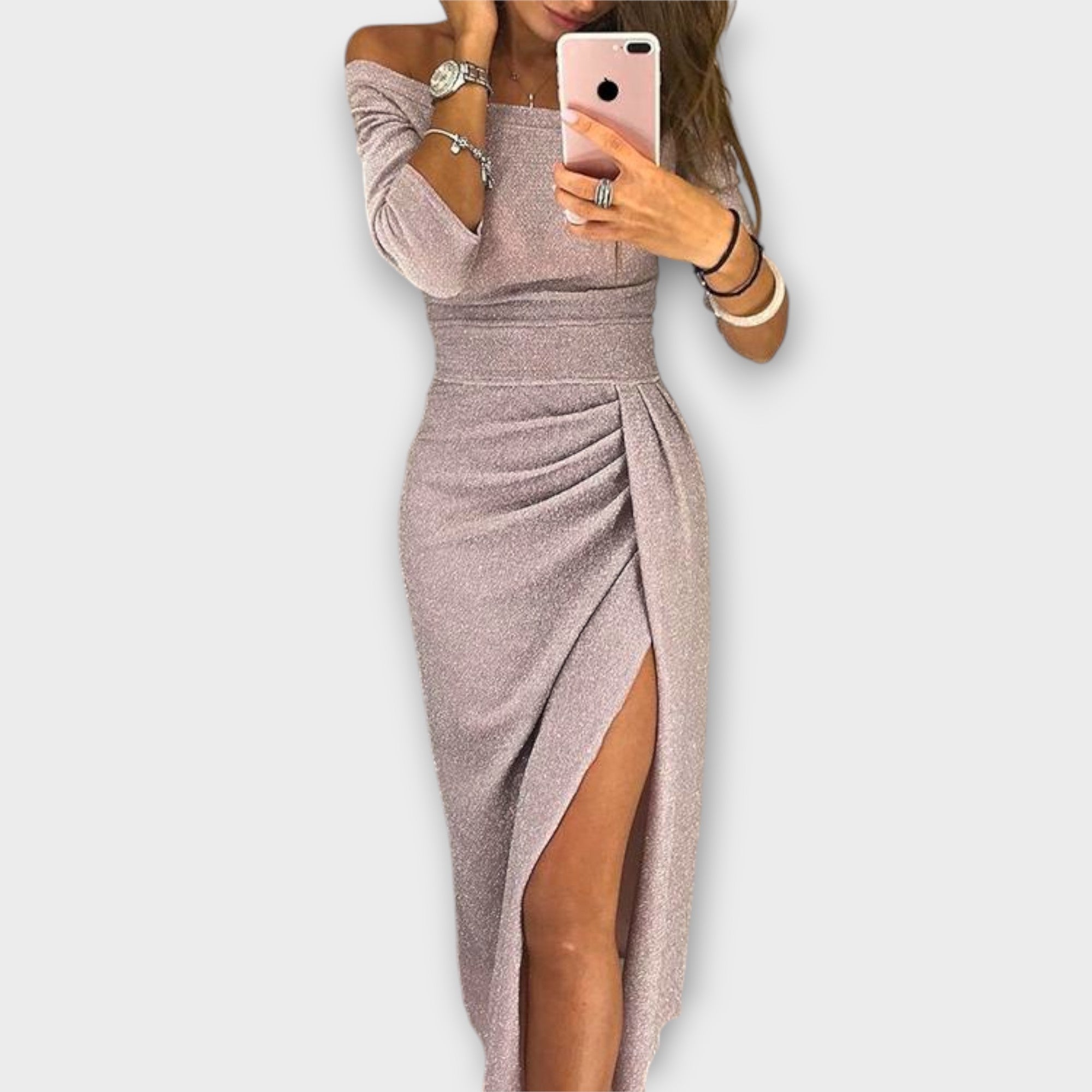 Lena - Elegantes Kleid mit schulterfreien Ärmeln
