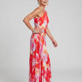 Taya | Midi-Kleid mit einseitigem, plissiertem Oberteil