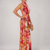Elisabetta | Halter Neck Blumenmuster Maxi-Kleid