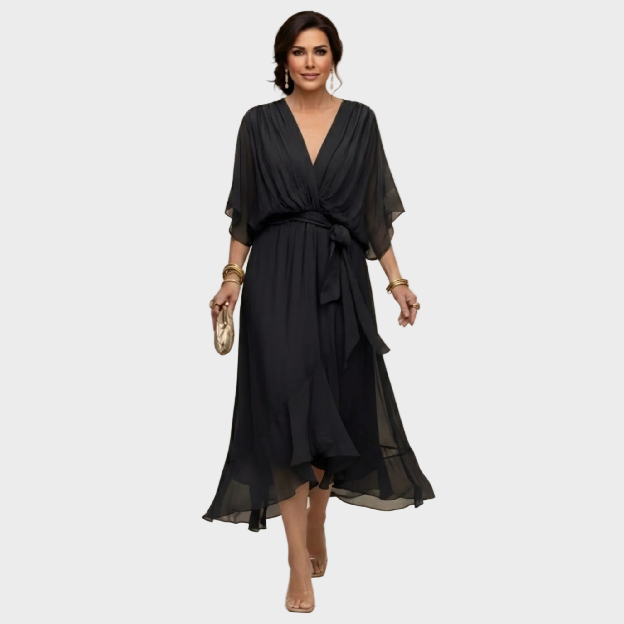 Monica Chiffon - Kleid mit V-Ausschnitt