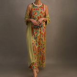 Daniela - Langes Kleid mit floralem Muster und passender Weste