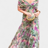 Magda - Langes Blumenkleid mit V-Ausschnitt