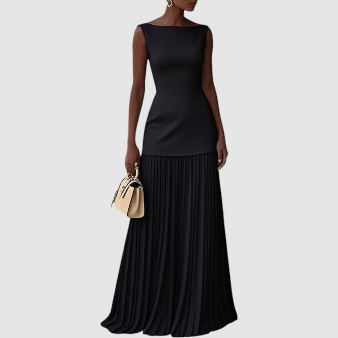 Eliška - Maxikleid ohne Ärmel mit plissiertem Muster