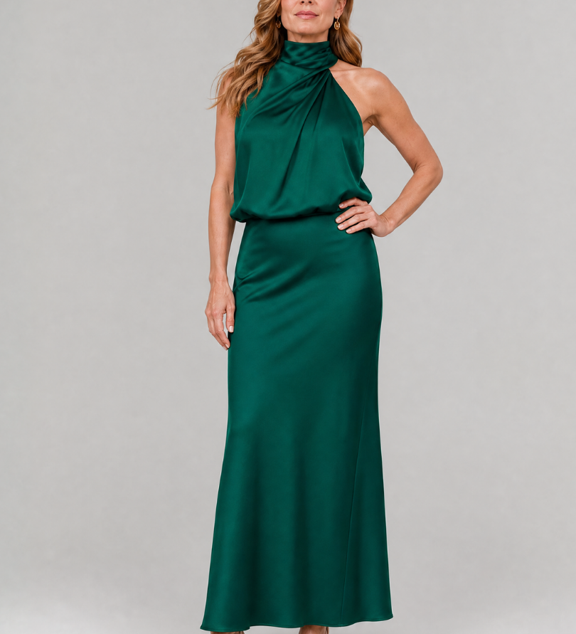 Nopal | Ärmelloses Midi-Kleid mit drapiertem Hals
