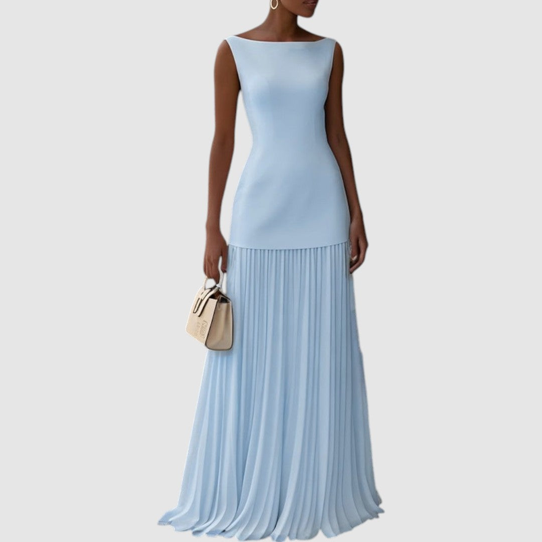 Eliška - Maxikleid ohne Ärmel mit plissiertem Muster