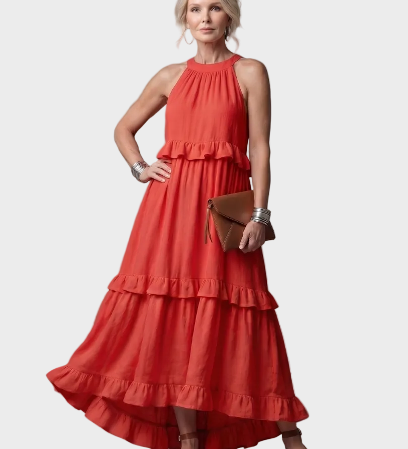 Katia - Maxikleid mit Halter und Rüschen