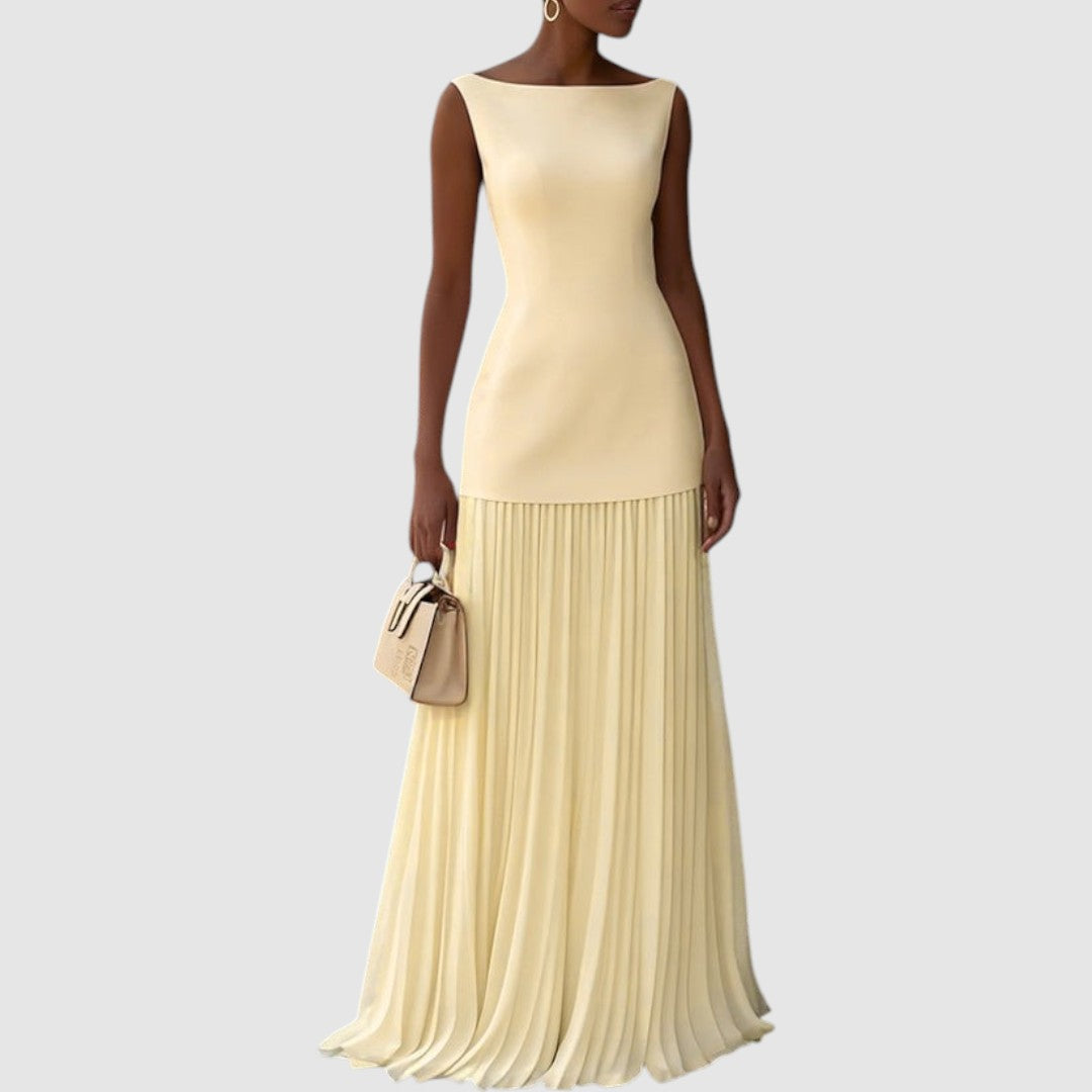 Eliška - Maxikleid ohne Ärmel mit plissiertem Muster