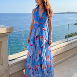 Nori | Halterneck Rüschentop Floral Maxikleid