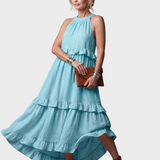 Katia - Maxikleid mit Halter und Rüschen