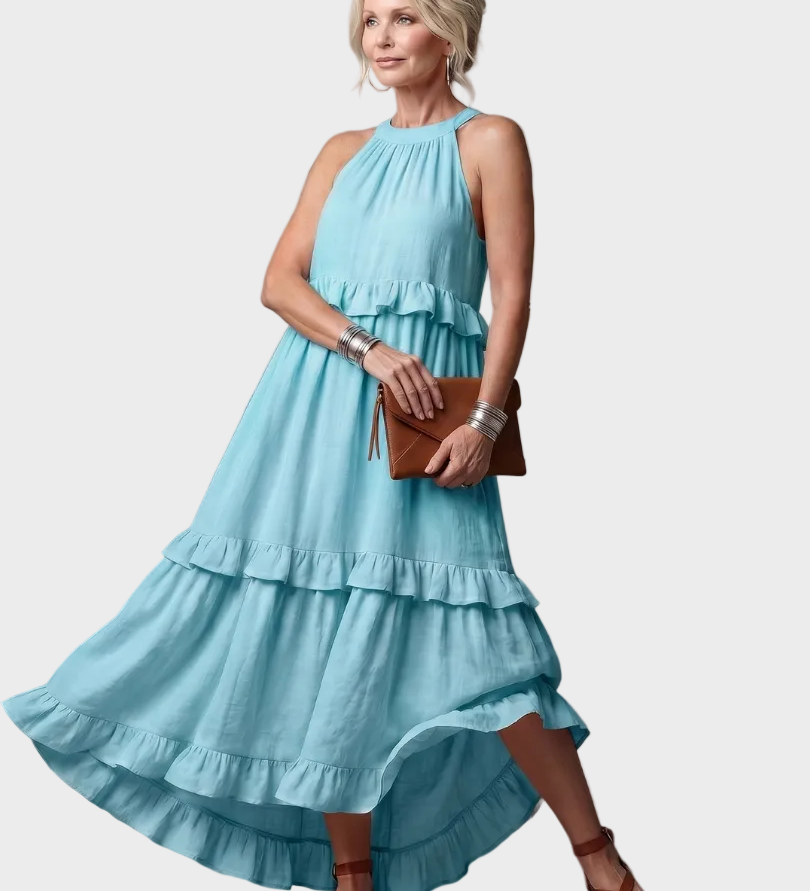 Katia - Maxikleid mit Halter und Rüschen