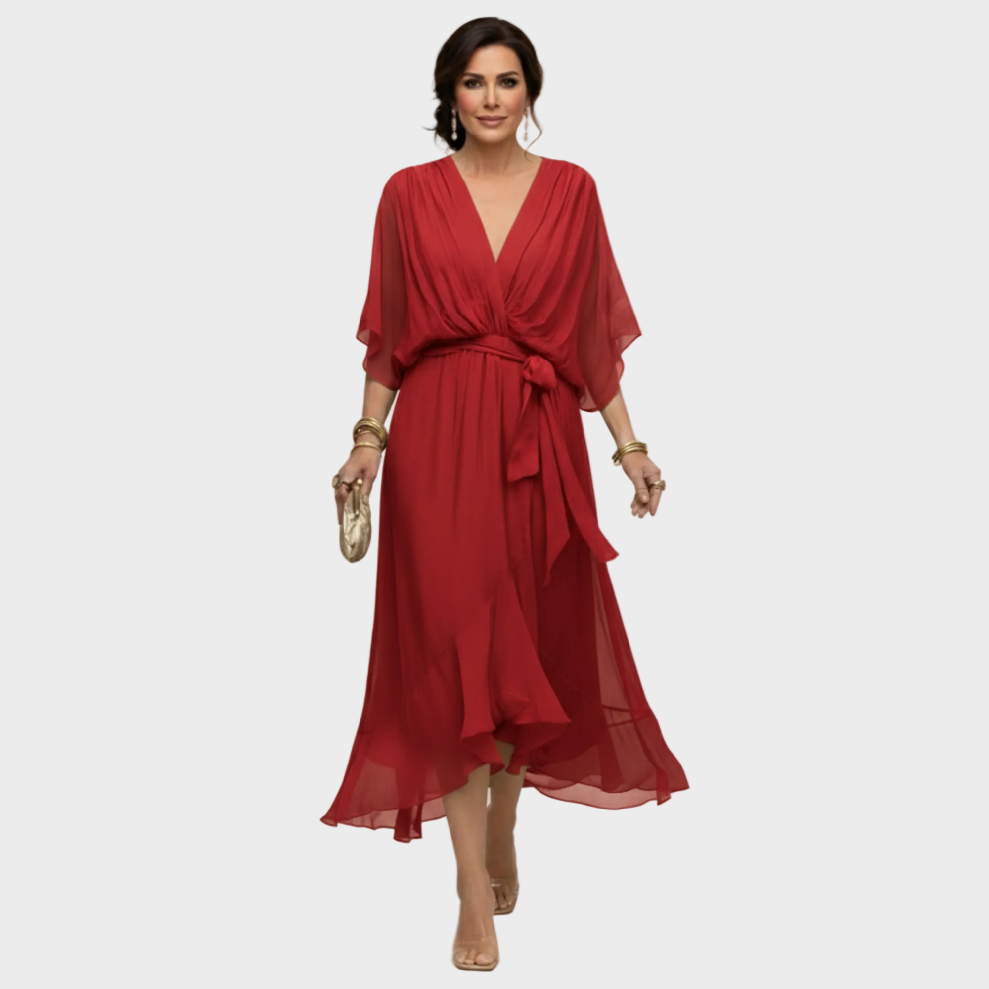 Monica Chiffon - Kleid mit V-Ausschnitt