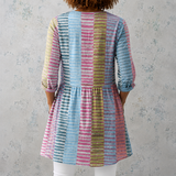 Anaïs | Lange Bluse aus Leinen mit handgemalten Aquarellstreifen