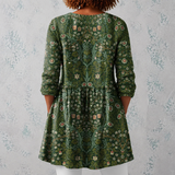 Julie | Lange Bluse aus Leinen mit botanischem Wandteppich-Muster