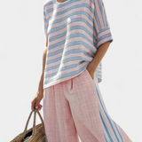 Cecília - Set aus Bambus-Leinen in Rosa