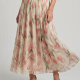 Aurelle | Blumenmuster Midi Kleid mit Haltern