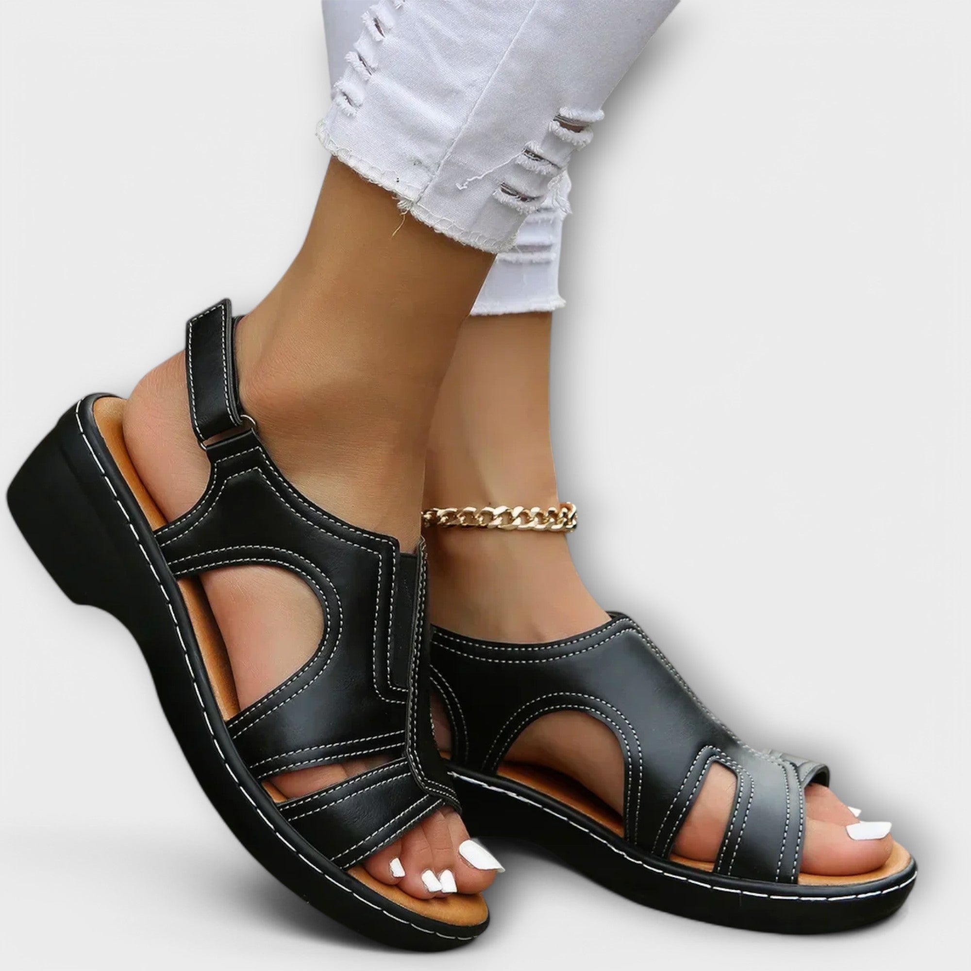 Christina - Orthopädische Ledersandalen mit komfortablem Absatz