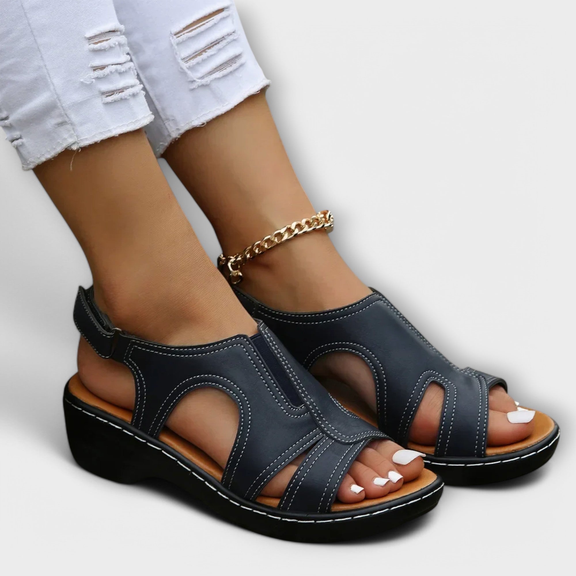 Christina - Orthopädische Ledersandalen mit komfortablem Absatz