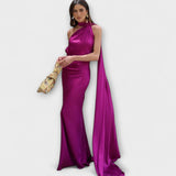 Schickes Off-Shoulder Halter Maxikleid
