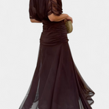 Magda - Langes Blumenkleid mit V-Ausschnitt