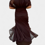 Magda - Langes Blumenkleid mit V-Ausschnitt