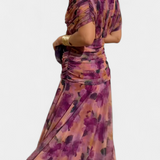 Magda - Langes Blumenkleid mit V-Ausschnitt