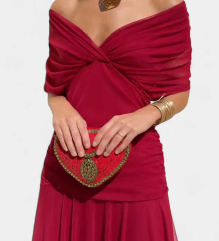 Magda - Langes Blumenkleid mit V-Ausschnitt