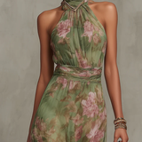 Livia - Elegante Maxi Kleid Halter mit Blumen