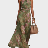 Livia - Elegante Maxi Kleid Halter mit Blumen