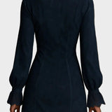 Jasmin – Blaues Wildleder-Mini-Kleid mit Spitze