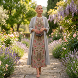 Daniela - Langes Kleid mit floralem Muster und passender Weste