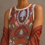Daniela - Langes Kleid mit floralem Muster und passender Weste