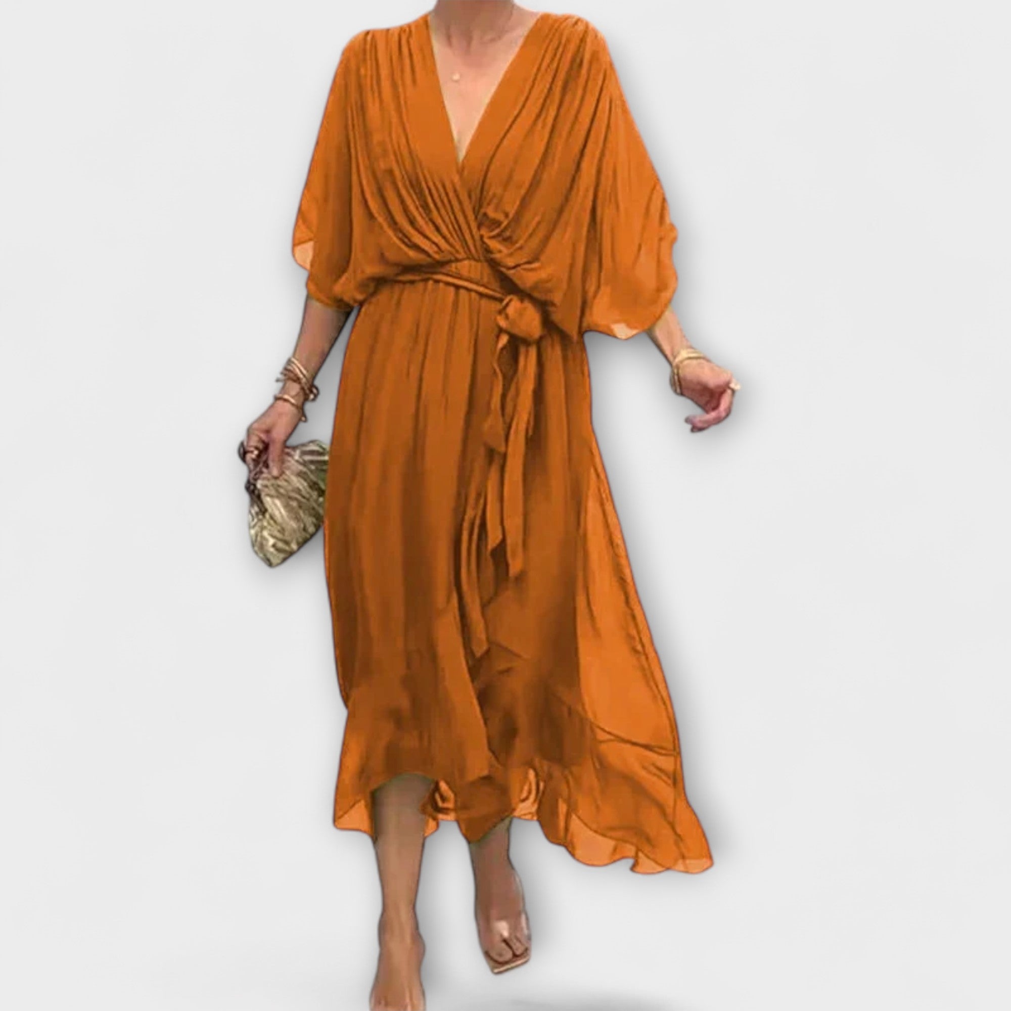 Amoura - Chiffonkleid mit V-Ausschnitt