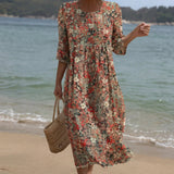 Sara - Maxikleid mit Rundhalsausschnitt und Blumenmuster