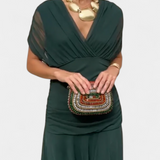 Magda - Langes Blumenkleid mit V-Ausschnitt