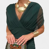 Magda - Langes Blumenkleid mit V-Ausschnitt