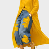 Daniella - Leinenkleid & Blumen-Denim-Set